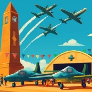Esta imagem vibrante captura o espírito das comemorações do aniversário de 126 anos de Campo Grande unindo um marco histórico da cidade à emoção do evento Portões Abertos da Base Aérea No centro da composição um dos monumentos icônicos da Cidade Morena como o Obelisco ou o Relógio da Rua 14 de Julho erguese como um símbolo da rica história e fundação do município Ao fundo o céu é cortado por caças da Força Aérea Brasileira FAB em plena exibição representando a tecnologia a força e a aguardada celebração aeronáutica que acontecerá no dia 23 de agosto A arte é uma fusão de tradição e modernidade celebrando a semana do aniversário da capital com a união de um evento que resgata a história e outro que olha para o futuro conectando a comunidade campograndense com suas raízes e com o dinamismo da aviação militar Escola Stella Matutina Esta imagem vibrante captura o espírito das comemorações do aniversário de 126 anos de Campo Grande unindo um marco histórico da cidade à emoção do evento Portões Abertos da Base Aérea No centro da composição um dos monumentos icônicos da Cidade Morena como o Obelisco ou o Relógio da Rua 14 de Julho ergue se como um símbolo da rica história e fundação do município Ao fundo o céu é cortado por caças da Força Aérea Brasileira FAB em plena exibição representando a tecnologia a força e a aguardada celebração aeronáutica que acontecerá no dia 23 de agosto A arte é uma fusão de tradição e modernidade celebrando a semana do aniversário da capital com a união de um evento que resgata a história e outro que olha para o futuro conectando a comunidade campo grandense com suas raízes e com o dinamismo da aviação militar