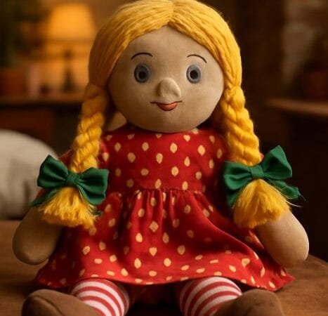 A cena traduz em uma imagem a tese central do artigo Ordem que gera Harmonia A boneca de pano com cabelos de lã em tranças vestido simples e meias listradas simboliza a boneca de retalhos costurada com panos novos isto é peças escolhidas e integradas por um fim bom Nada de colagem aleatória há coerência de cores texturas e proporções É a imagem concreta da nossa curadoria familiar selecionar o que entra na casa porque serve ao propósito e recusar o que rasga o tecido O ambiente acolhedor luz suave casa habitada é a metáfora da música doméstica afinada forma clara Ordem e proporção viva entre elementos Harmonia Nada é excessivo nada está faltando como o mapa semanal em forma sonata que sugerimos pilares visíveis espaço para imprevistos retorno ao essencial e cadência de descanso O estilo vintage brasileiro remete à tradição que não engessa uma estética que evoca memória boa rotina simples mesa e conversa exatamente os ritos curtos que sustentam estudo de longo prazo formam virtudes e blindam a casa contra o Frankenstein relativista A ausência de texto na imagem força a leitura pelos sinais costura firme materiais humildes e bem combinados atmosfera de paz É a tranquilidade da ordem na prática Agostinho com a sabedoria de ordenar cada parte ao seu fim Tomás Em suma a boneca encarna o que defendemos em todos os tópicos quando o centro é verdadeiro e os retalhos são escolhidos por esse centro a vida deixa de ser colagem e vira obra simples íntegra e bonita de um jeito quieto